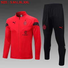 CONJUNTO AGASALHO DO MILAN - ZÍPER COMPLETO - VERMELHO/PRETO 22/23
