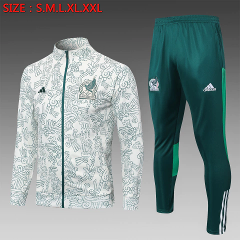 CONJUNTO AGASALHO DO MÉXICO - ZÍPER COMPLETO - CAMURÇA/VERDE 22/23