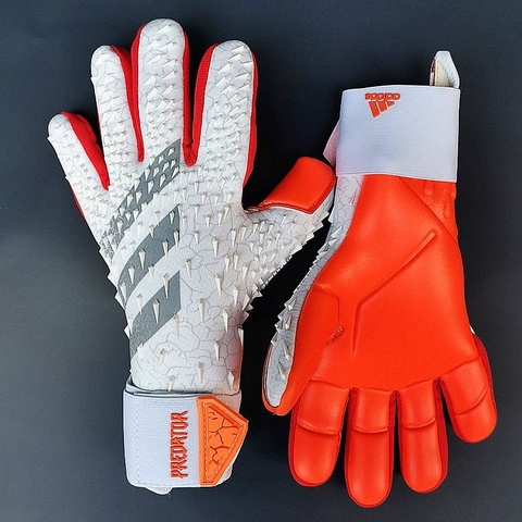 LUVAS DE GOLEIRO - ADIDAS PREDATOR - BRANCO/LARANJA - ADULTO