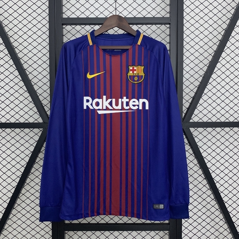 CAMISA RETRÔ DO BARCELONA-MANGA LONGA-HOME 17/18 - comprar online