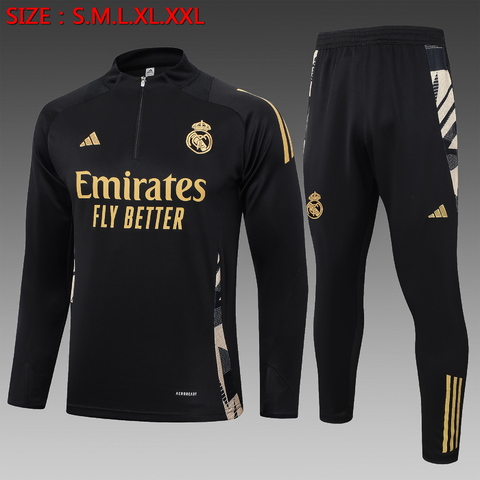 CONJUNTO AGASALHO DO REAL MADRID - PRETO 24/25