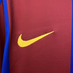 CAMISA RETRÔ DO BARCELONA - MESSI 19 - HOME MANGA LONGA 07/08 (PATCH LA LIGA) - NETSHIRTS