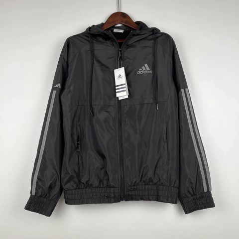 JAQUETA CORTA VENTO ADIDAS - COM CAPUZ - PRETO 2023