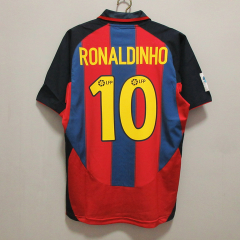 CAMISA RETRÔ DO BARCELONA - RONALDINHO 10 - HOME 03/04