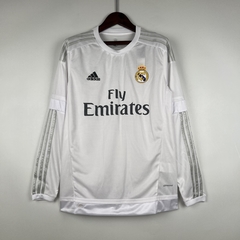 CAMISA RETRÔ DO REAL MADRID - MANGA LONGA - HOME 15/16