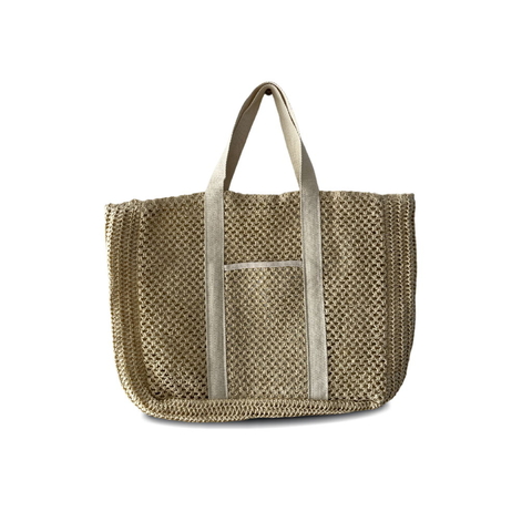 Bolso playero Loli beige de rafia con asas anchas y diseño amplio para playa o paseo