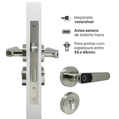 SL135 | ASSA BLOY | Fechadura Digital Com Biometria SL135 De Embutir Prata Papaiz - loja online