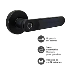 SL130 | ASSA BLOY | Fechadura Digital SL130 Com Biometria De Embutir Preta Papaiz - RSA SENSORS