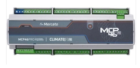 MCP46D-PRO | MERCATO | Controlador programável BACnet e Modbus (26DI/NTC, 4AO, 16DO) com porta Ethernet