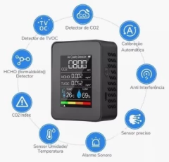 RSA-IAQMP | RSA SENSORS | SENSOR CO2 - HCHO - Qualidade Do AR - TVOC - Temperatura - Umidade com Bateria na internet