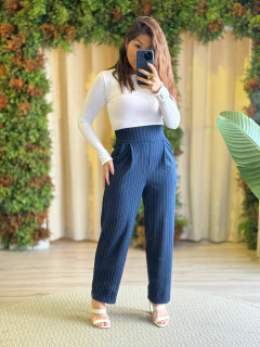 Calça Malva - risca azul - comprar online