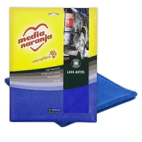 PAÑO MICROFIBRA LAVA AUTOS MEDIA NARANJA