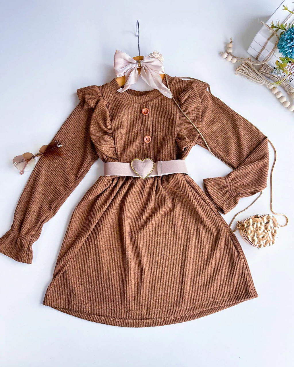 VESTIDO INFANTIL CANELADO HELENA 2 A 10 ANOS