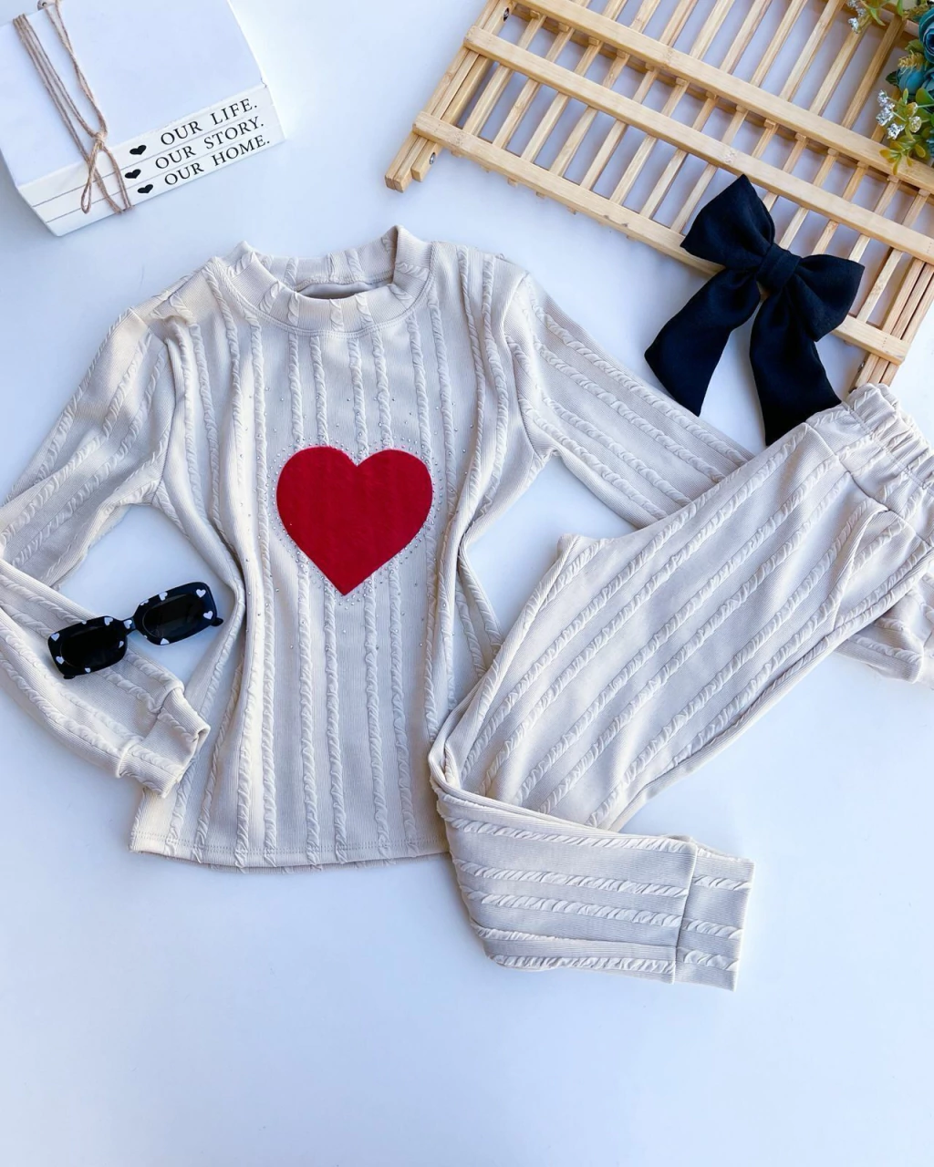 CONJUNTO INFANTIL INVERNO CORACAO NUDE 4 A 10 ANOS