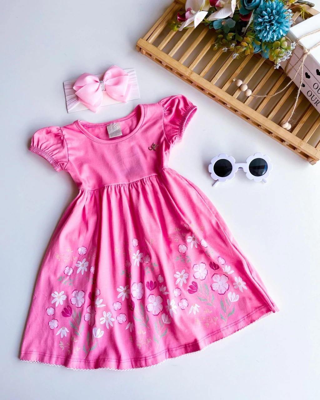 VESTIDO INFANTIL KIKO E KIKA FLORES 1-3 ANOS
