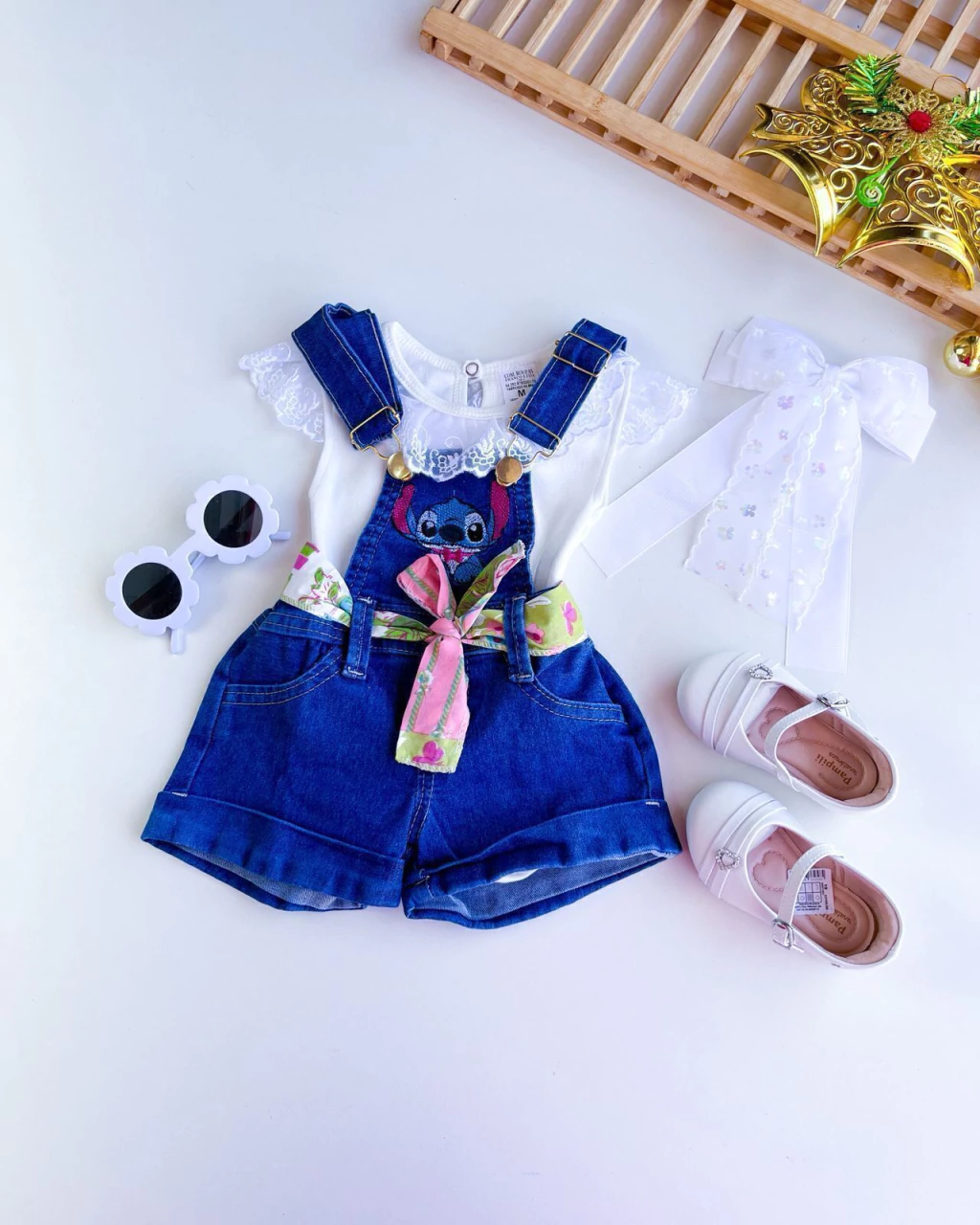 SALOPETE JEANS STITCH BABY 0 A 12 MESES