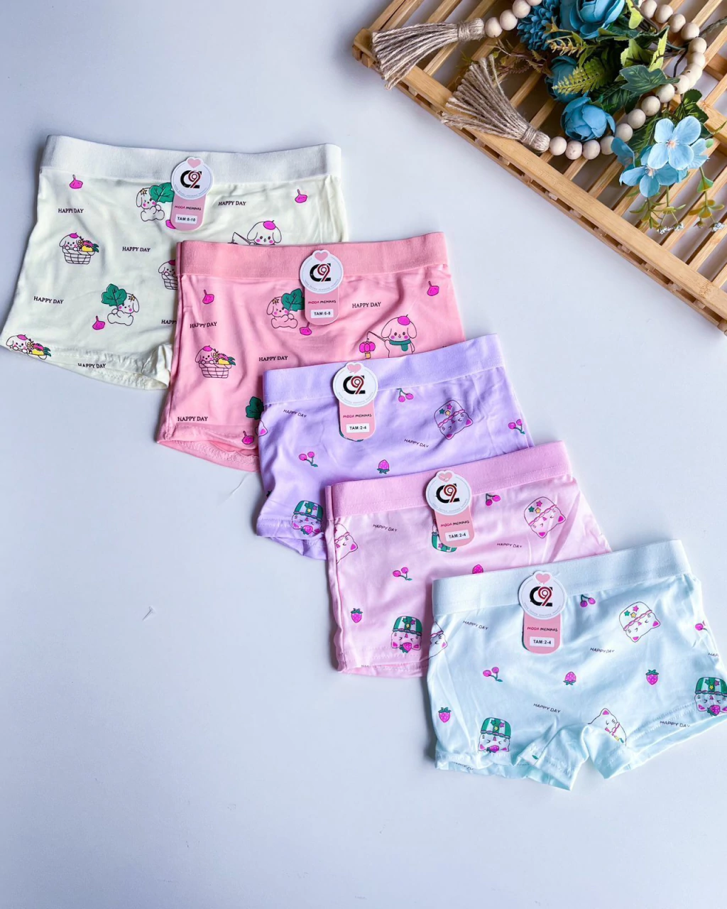 CALCINHA INFANTIL ESTILO SHORT ALGODAO UN
