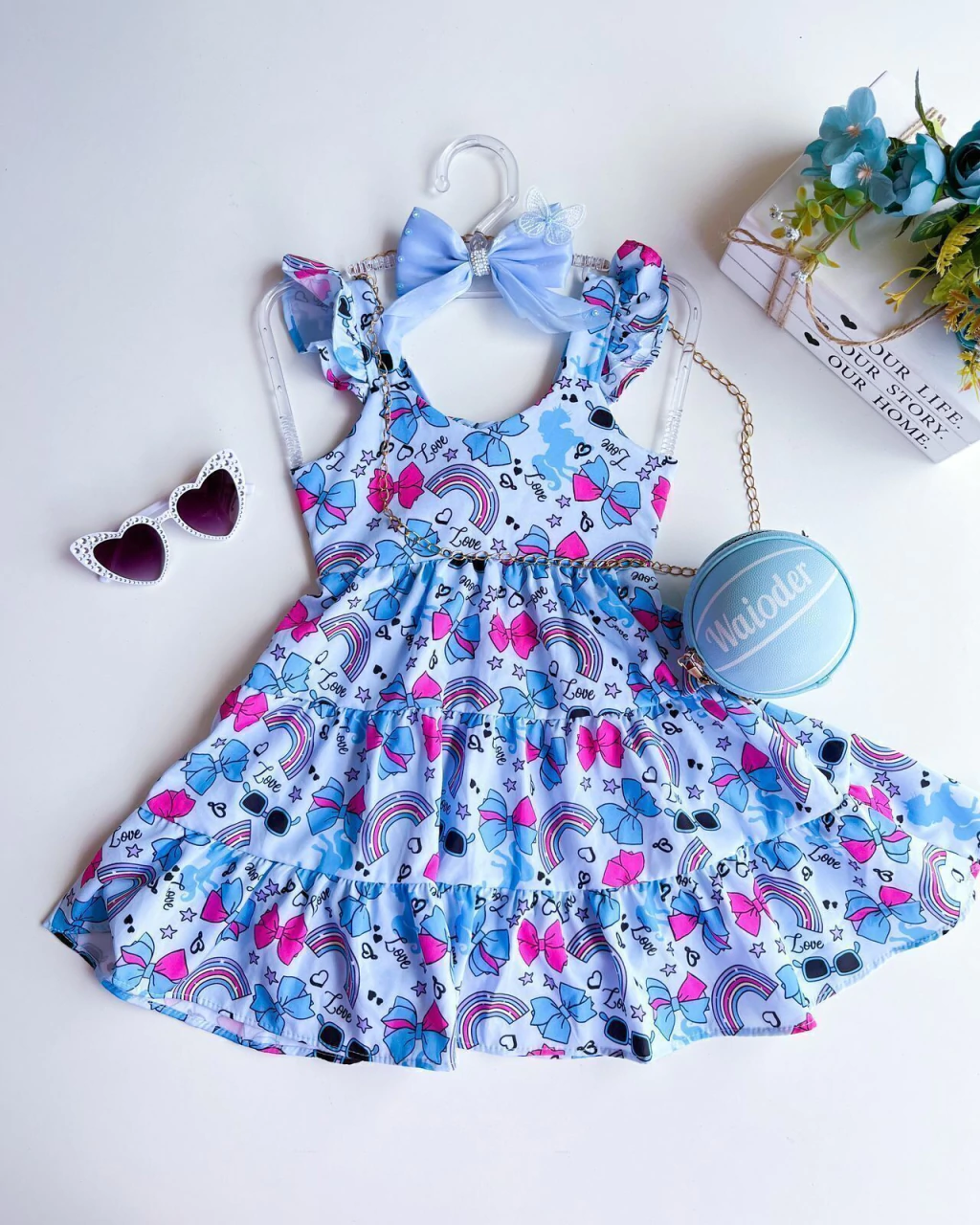 VESTIDO INFANTIL AMARRACAO ESTAMPADO COLORIDO 2 A 10 ANOS