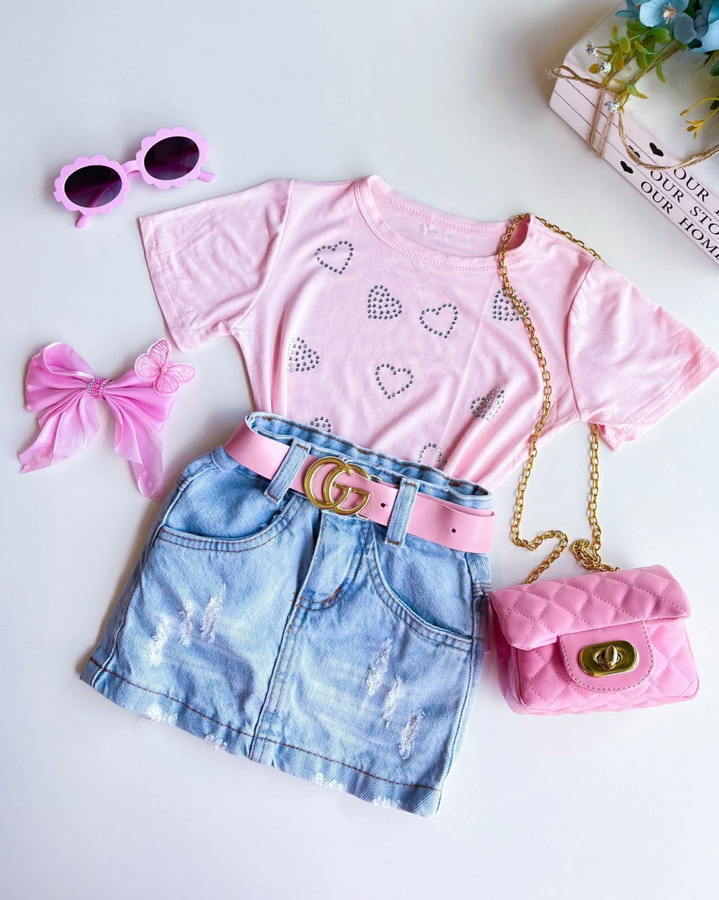 BLUSA INFANTIL MENINA CORACAO BRILHO 4 A 10 ANOS