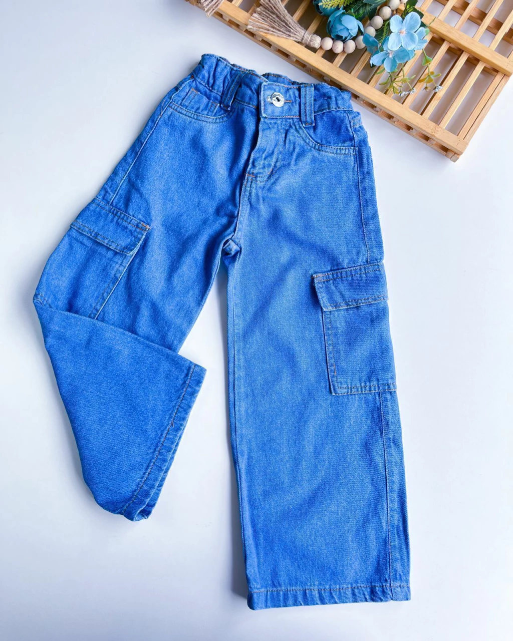 CALCA JEANS INFANTIL WIDE LEG 4 A 10 ANOS