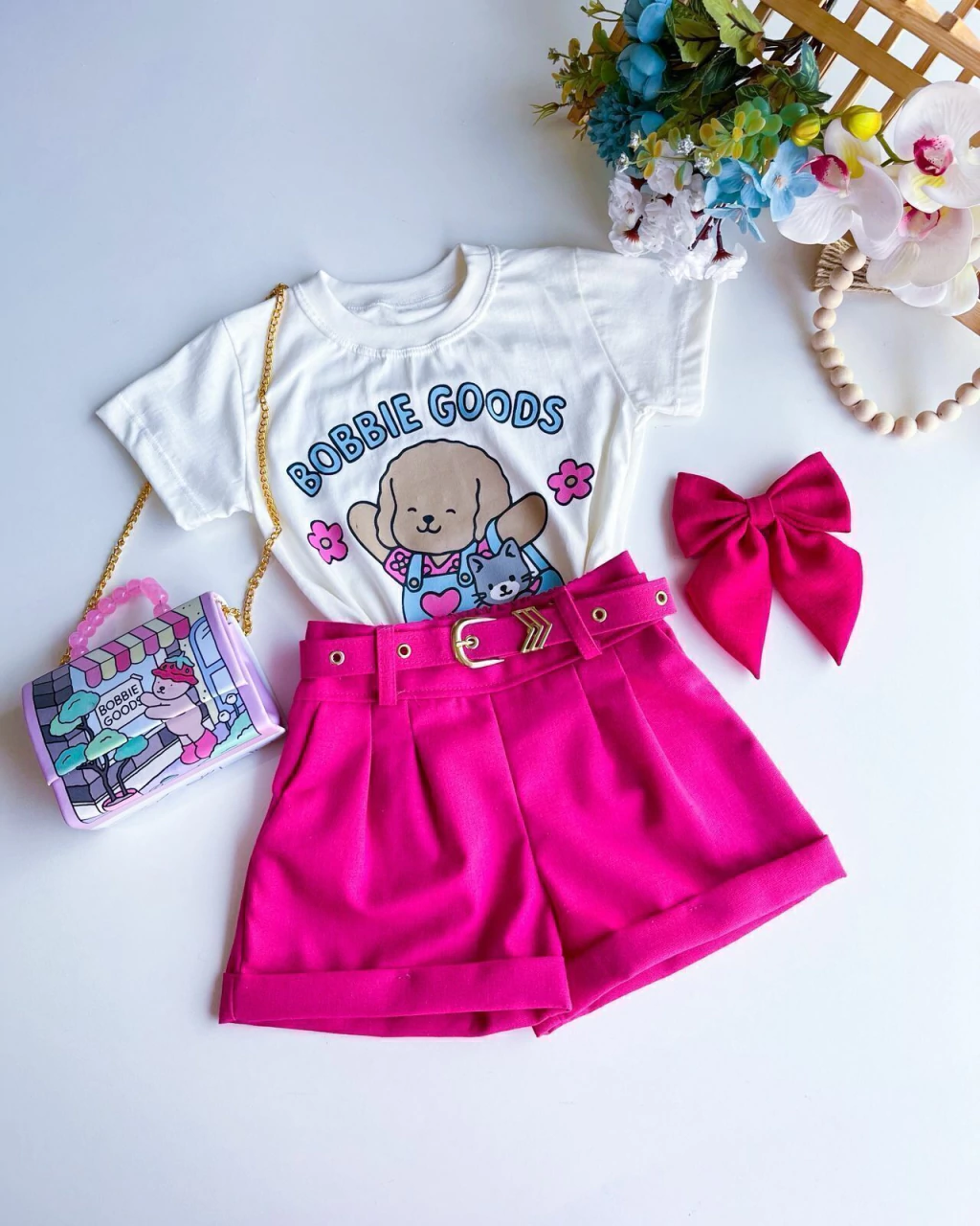 SHORT INFANTIL ALFAIATARIA COM CINTO 4 A 10 ANOS