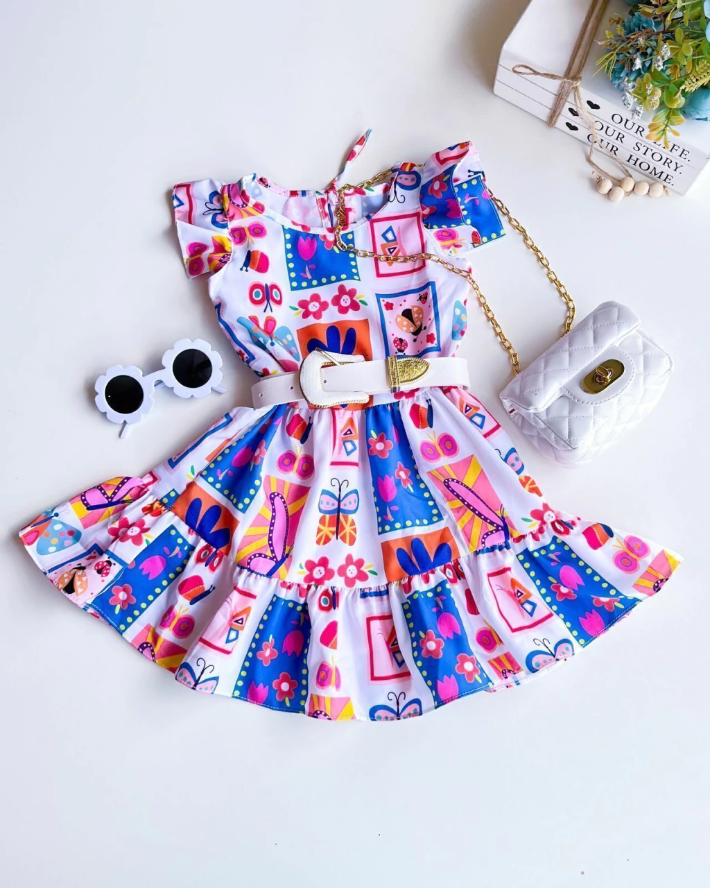 VESTIDO INFANTIL ESTAMPADO PRINCESA 2 A 10 ANOS