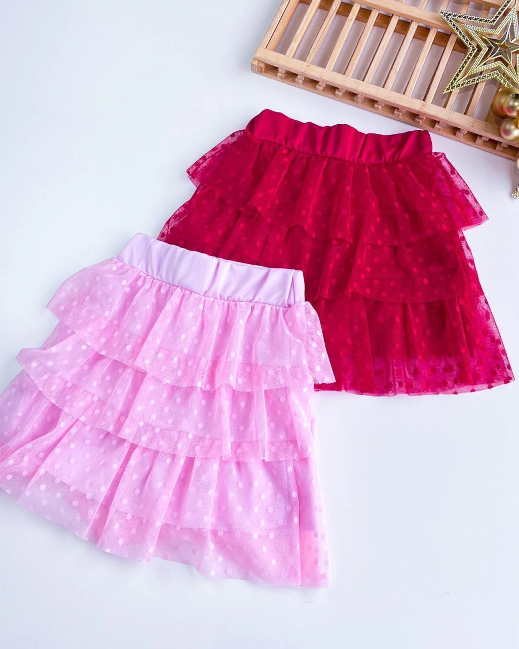 SAIA INFANTIL DE TULE BABADO POA 4 A 10 ANOS