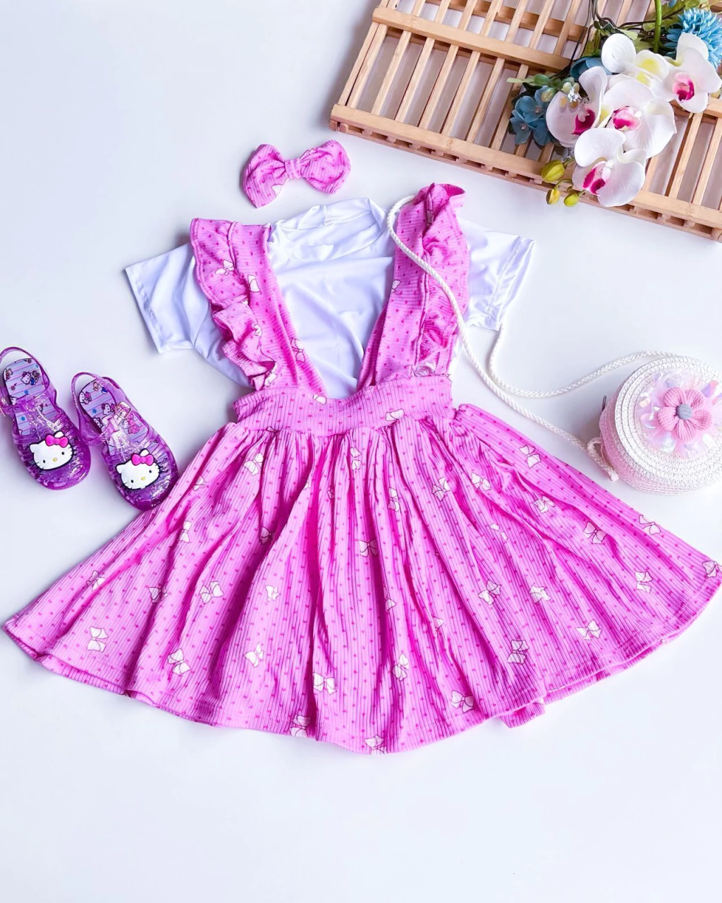 CONJUNTO JARDINEIRA INFANTIL MELISSA 2 PEÇAS
