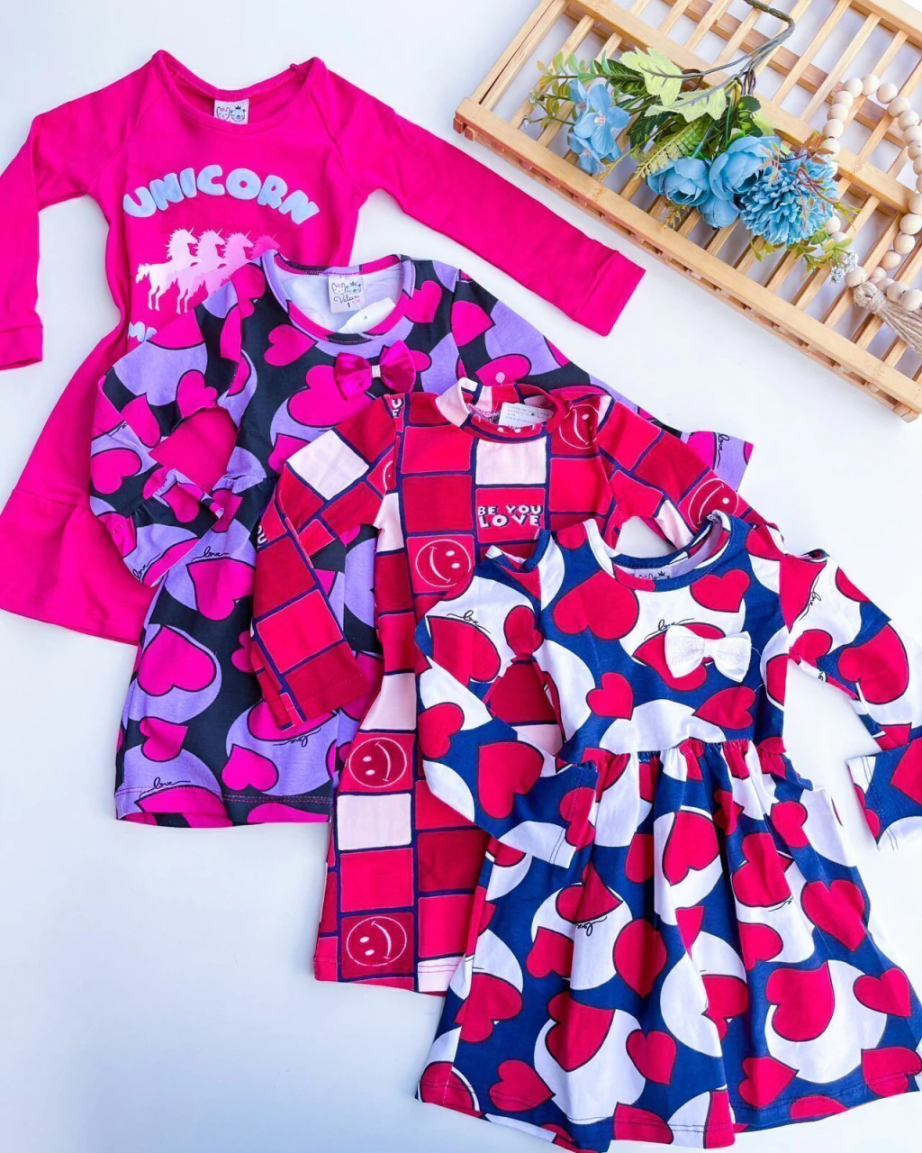 VESTIDO INFANTIL COTTON VALEEN MANGA LONGA 1 A 8 ANOS