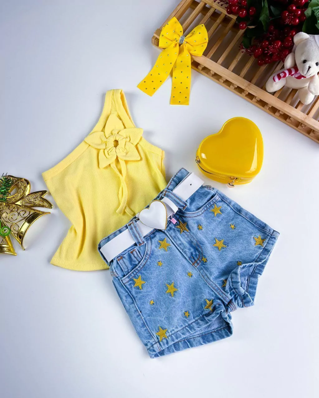 SHORT JEANS INFANTIL ESTRELA 2 A 10 ANOS