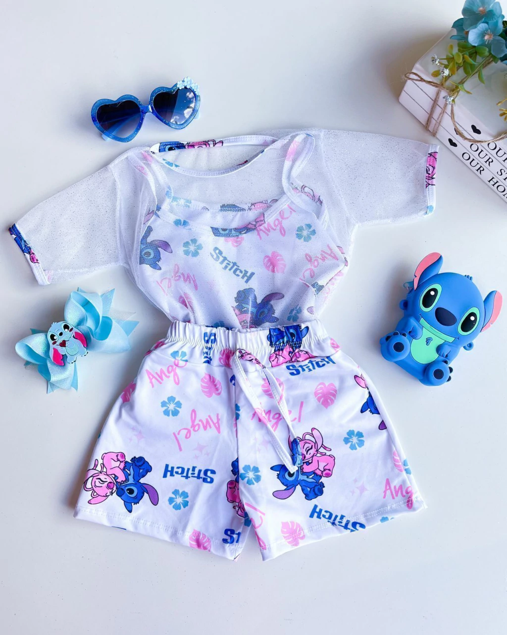 CONJUNTO INFANTIL 3 PEÇAS STITCH/DIVERTIDAMENTE