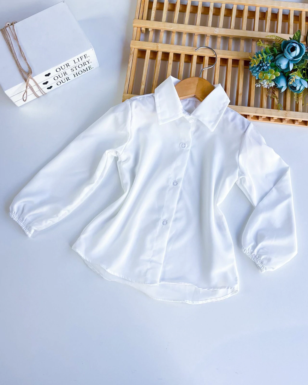 BLUSA SOCIAL INFANTIL MENINA BRANCA 2 A 10 ANOS
