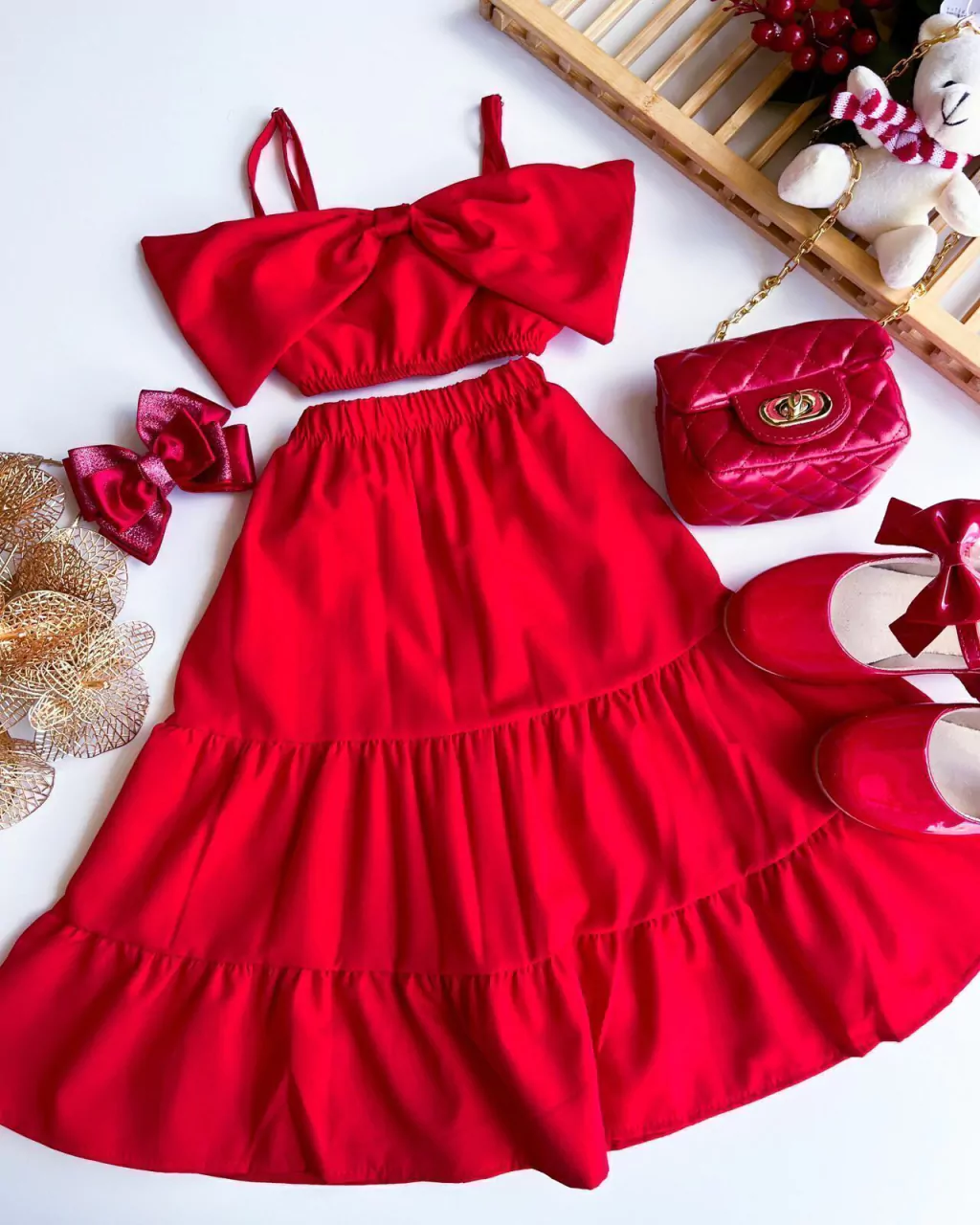 CONJUNTO INFANTIL LAÇO SAIA MIDI
