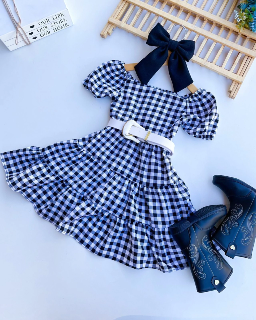 VESTIDO INFANTIL RODADINHO XADREZ 2 A 10 ANOS
