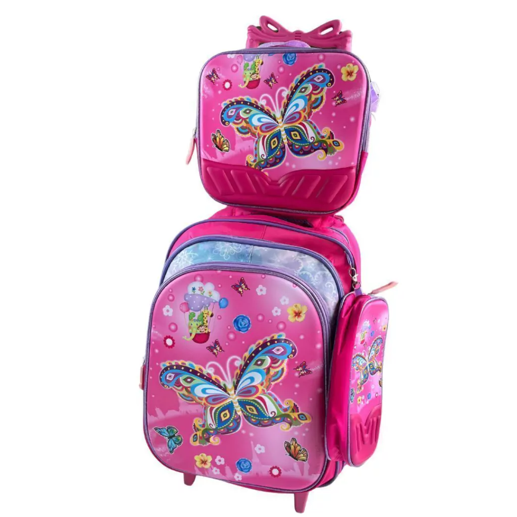 MOCHILA INFANTIL 3 D KIT RODINHA 3 PEÇAS COM LANCHEIRA E ESTOJO
