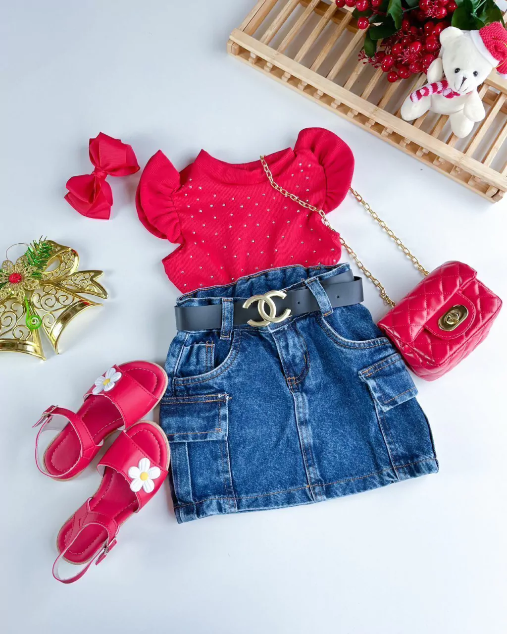 SAIA JEANS INFANTIL CARGO COM CINTO 4 A 10 ANOS