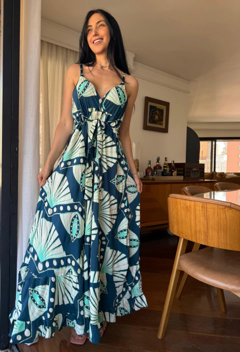 VESTIDO LONGO AMANDA AZUL - comprar online