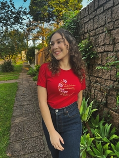 Camiseta Mulan - Feminina, vermelha, 100% algodão premium, bordada na internet
