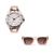 combo reloj dorado con anteojos de sol marron marca Valkur diseñado en argentina