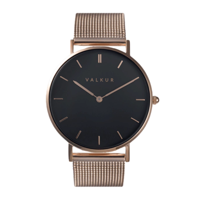 reloj mujer dorado/negro marca Valkur diseñado en Argentina