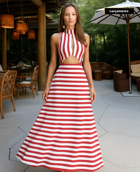 Vestido Lamar Listras Rouge - comprar online