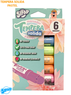 SIFAP TEMPERA SOLIDA X 6 COLORES PASTEL ( 327193 )