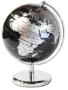 GLOTTER GLOBO TERRAQUEO NEGRO/PLATA BASE Y MERIDIANO METALICO 14 CM DIAM.
