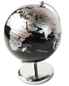 GLOTTER GLOBO TERRAQUEO NEGRO/PLATA BASE Y MERIDIANO METALICO 14 CM DIAM. - comprar online