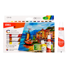 DELI SET DE TEMPERAS COLOR EMOTION X 12 COLORES 12 MLC/U ( 333629 )