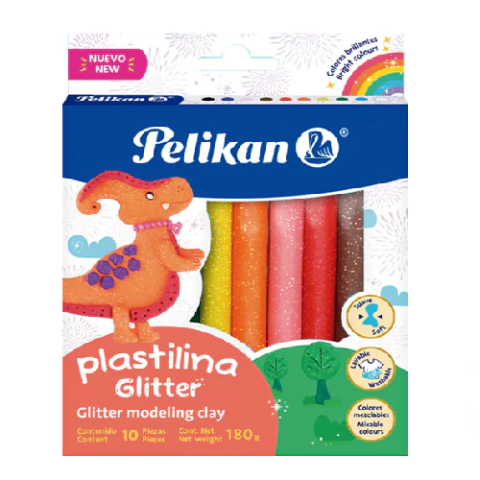 PELIKAN PLASTILINA GLITTER X 10 COLORES ( 332264 )