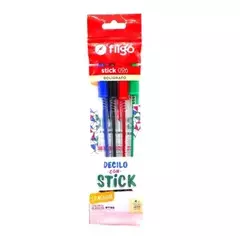 FILGO BOLIGRAFOS STICK 026 1.0 MM X 4 COLORES CLASICOS