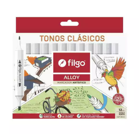 FILGO MARCADOR ARTISTICO ALLOY DOBLE PUNTA TONOS BOTANICOS X 12 ( 335336 )
