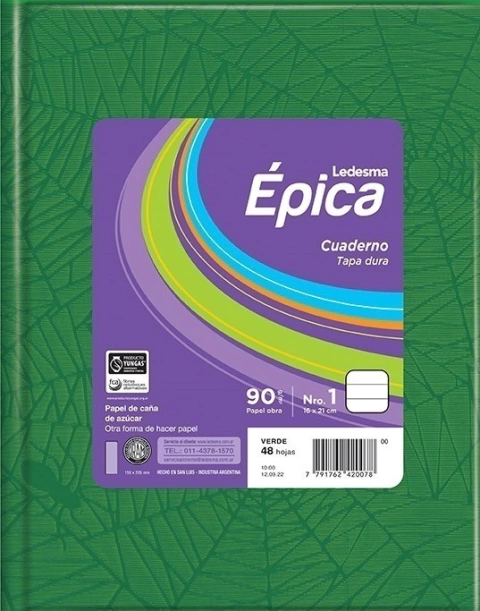 LEDESMA CUADERNO EPICA T/DURA 48 HJS RAYADAS ( 334867 ) - comprar online