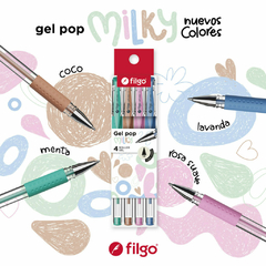 FILGO ROLLER GEL POP MILKY X 4 COLORES ( 337980 )